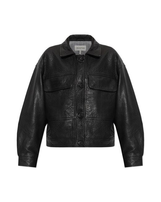 Munthe Black Leather Jacket 'Vineth'