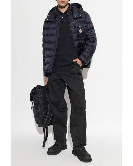 Moncler Blue Polo Shirt With Logo Patch for men