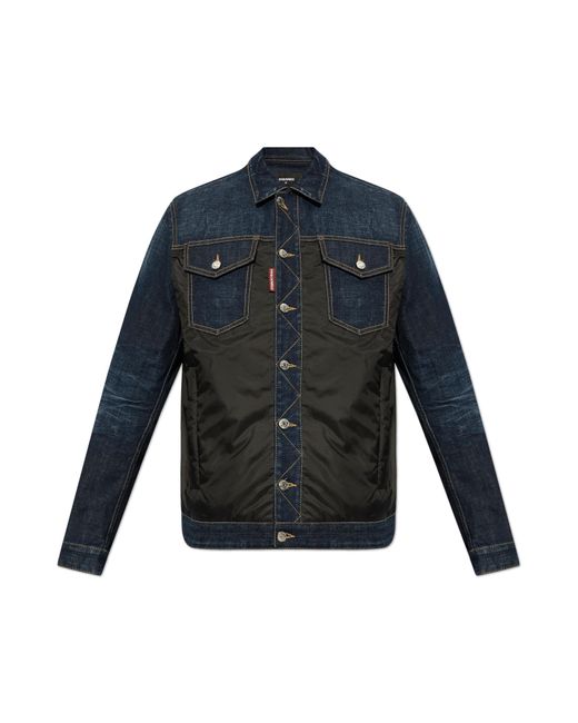 DSquared² Blue Jacket With Combined Materials for men