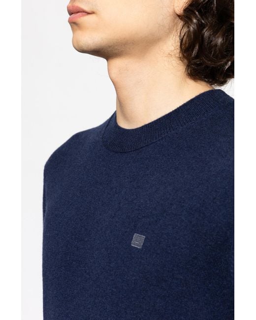 Acne Blue Wool Sweater for men
