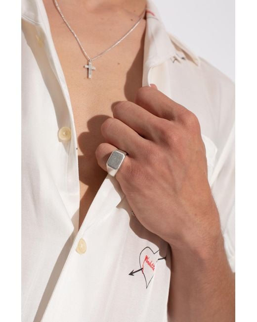 AllSaints White Brass Signet Ring Alldis for men
