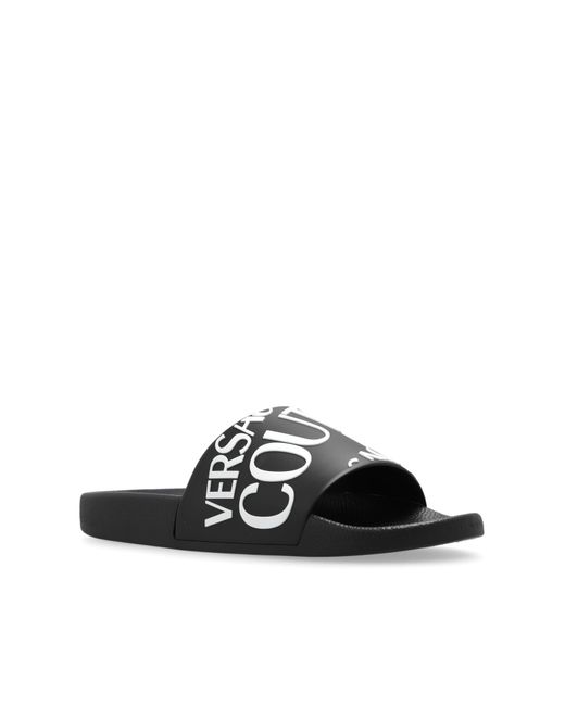 Versace White Slides With Logo,