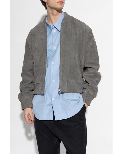AMI Gray Suede "Bomber" Jacket for men