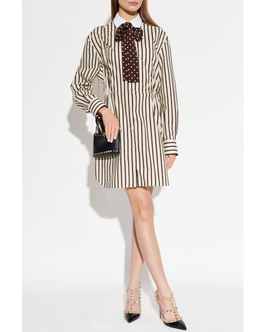 Valentino Garavani White Dress With A Striped Pattern