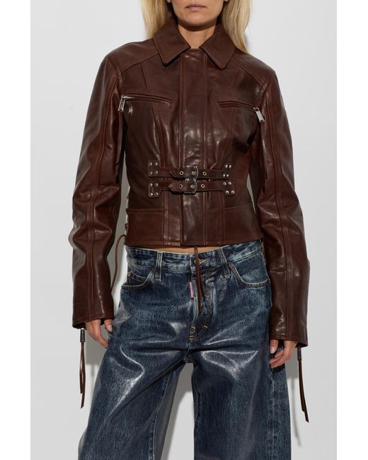 DSquared² Blue Leather Jacket