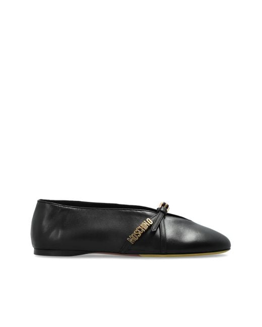 Moschino Black Leather Ballerinas