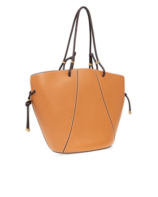 Tory Burch Leather 'spaghetti Strap' Shopper Bag in Brown | Lyst