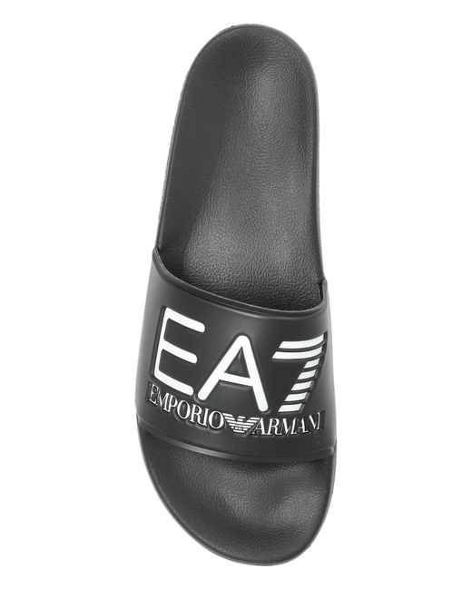 EA7 Black Rubber Flip-Flops With Logo for men