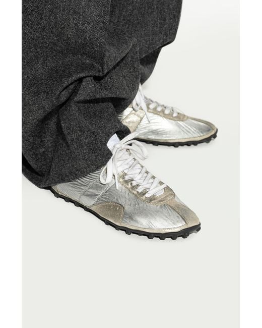 Maison Margiela White Sports Shoes With A Metallic Finish