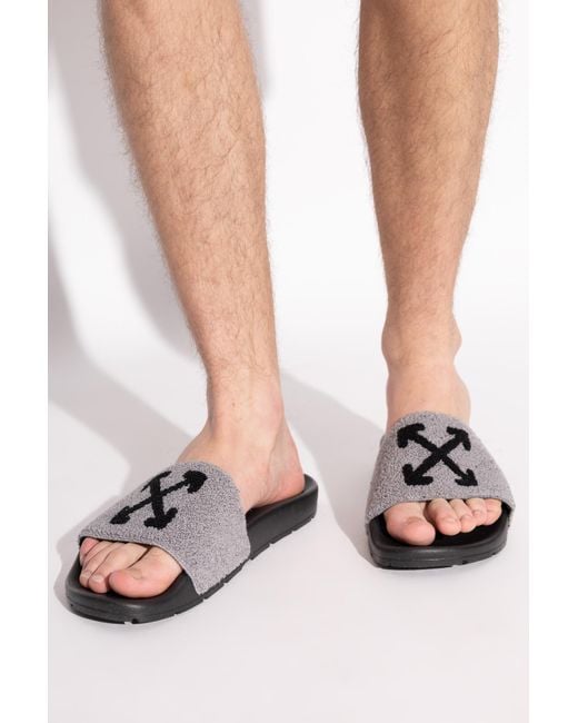 Off-White c/o Virgil Abloh Gray Arrow Terry' Slides for men