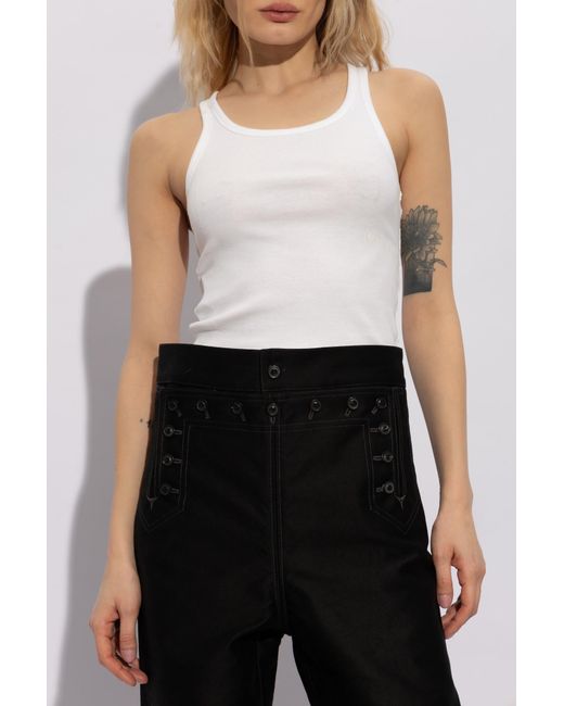 MM6 by Maison Martin Margiela White Cropped Top With Opening,