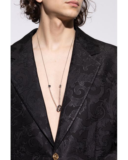 Versace Metallic Necklace With Pendant for men