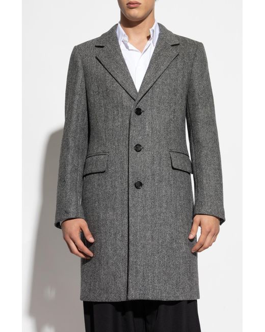 Burberry Black Herringbone Pattern Coat for men