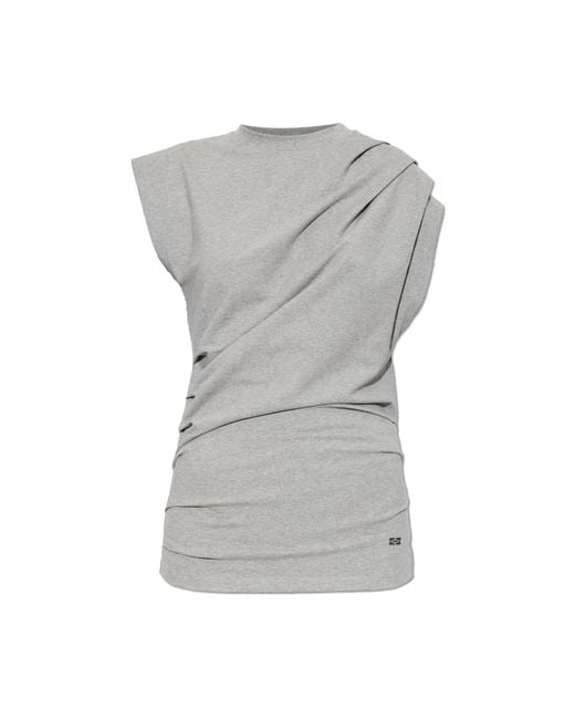 Ganni Gray Top With Decorative Darts