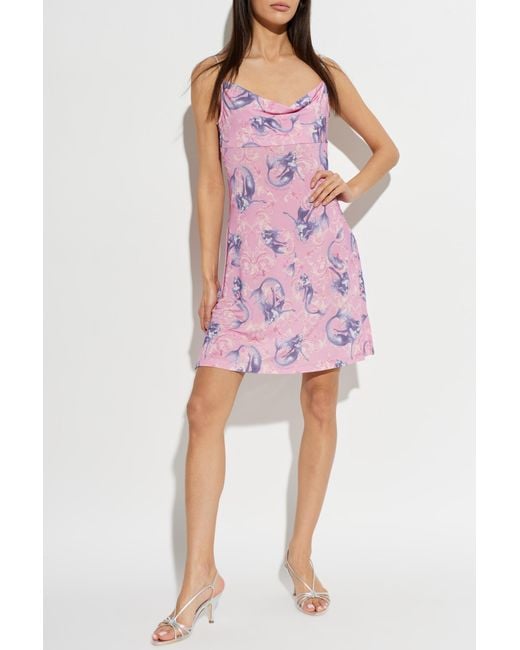 Versace Jeans Couture Pink Dress With Pearl Straps