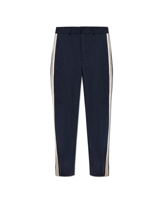 Moncler Blue Trousers With Side Stripes for men
