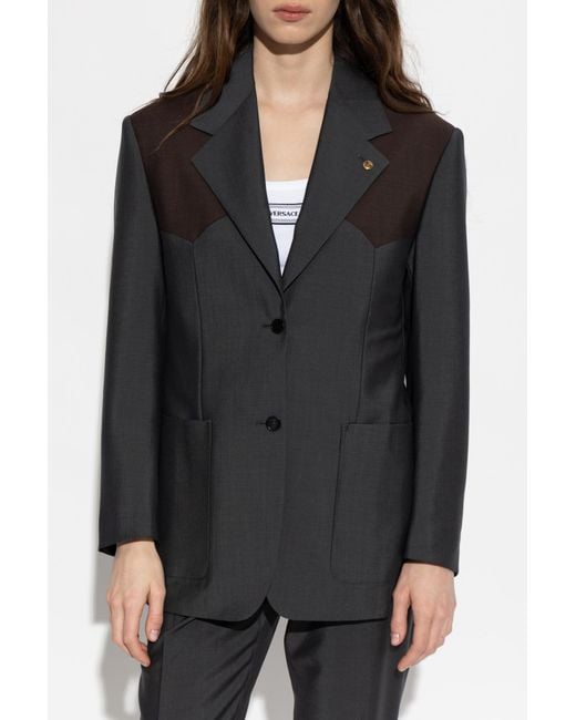 Versace Black Wool Blazer With Single Vent