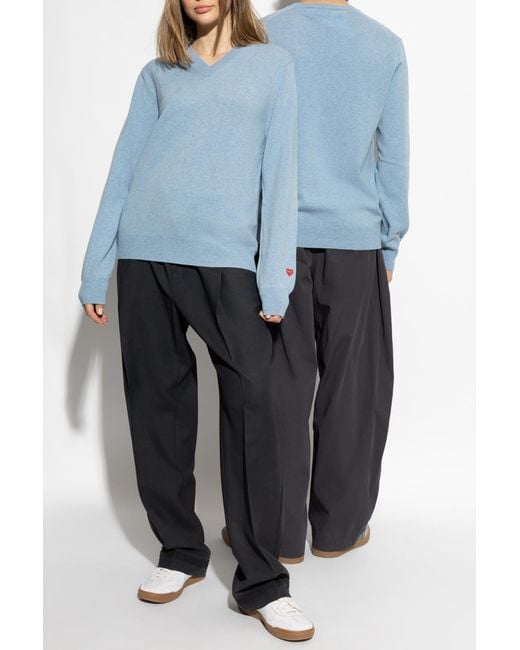 COMME DES GARÇONS PLAY Blue V-Neck Sweater