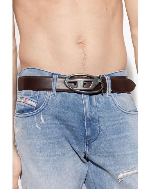 DIESEL Black 'Oval D Logo' Belt for men