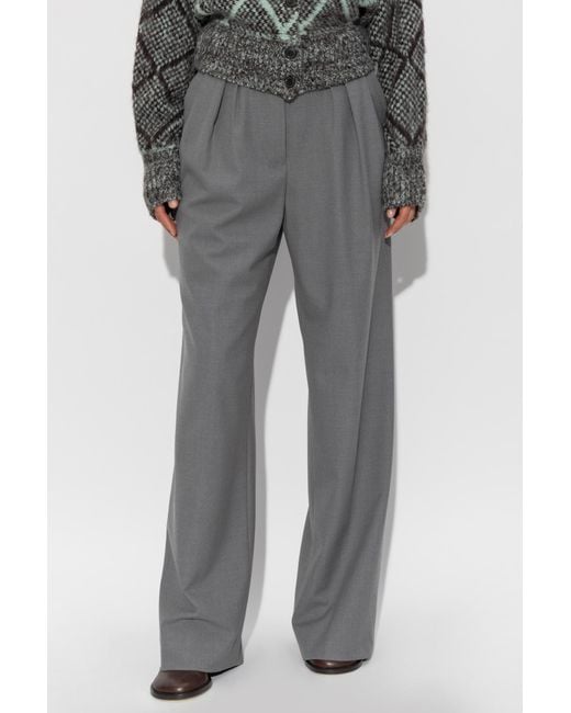 Dries Van Noten Gray Wool Trousers