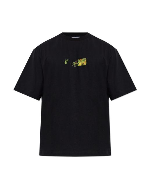 Off-White c/o Virgil Abloh Black T-Shirt With Printed Logo for men