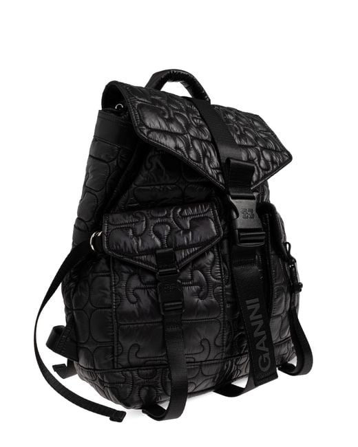 Ganni Black Quilted Backpack