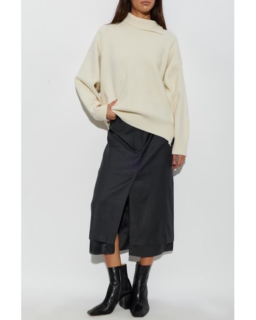 Rohe White Wool Turtleneck With Fringes