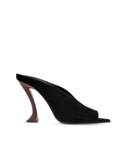 Lanvin Black Suede Heeled Mules