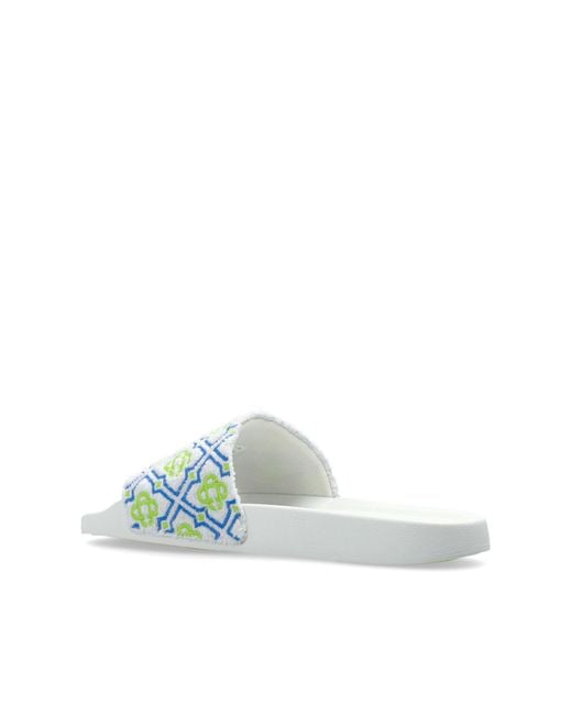 Casablanca White Monogram Slides for men