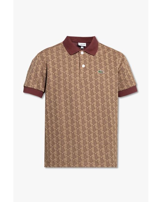 Lacoste Brown All Over Print Polo Shirt for men