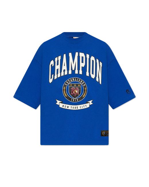 Champion Blue Printed T-Shirt for men