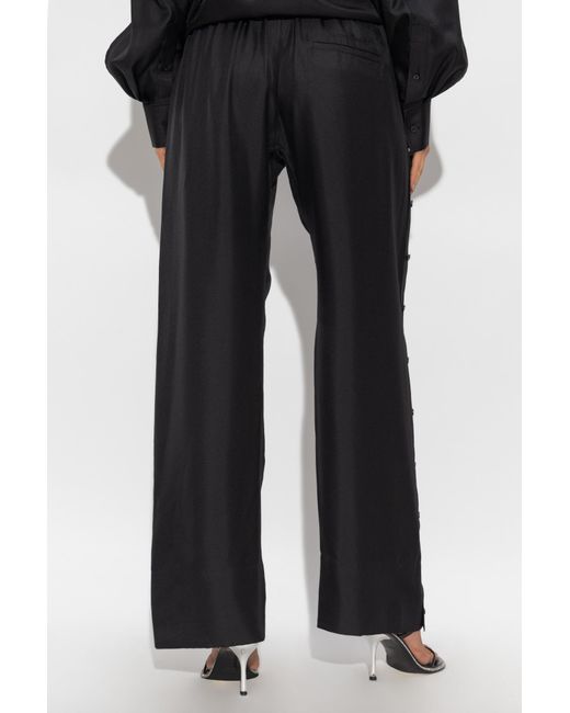 Alexander Wang Black Silk Trousers With Decorative Buttons On The Legs