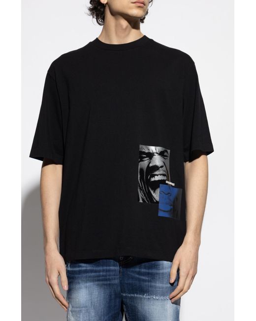DSquared² Black Printed T-Shirt for men