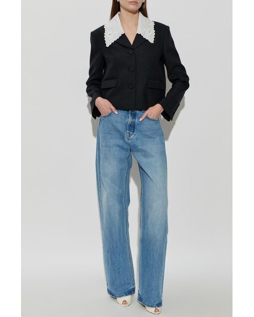 Self-Portrait Blue Blazer With Detachable Collar