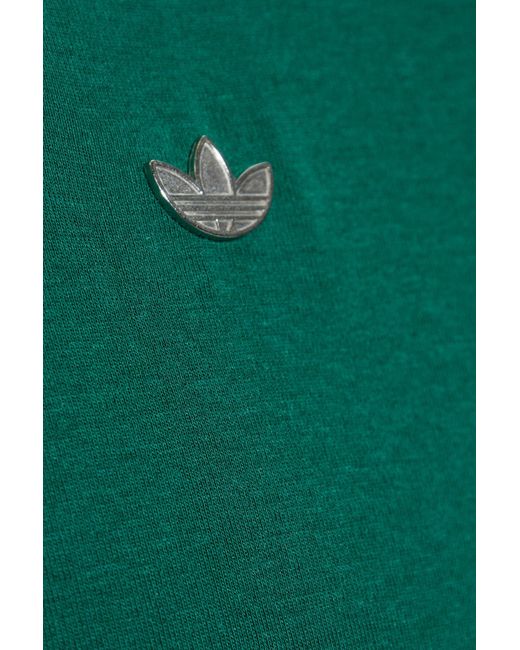 Adidas Originals Green T-Shirt With Logo-Shaped Appliqué for men
