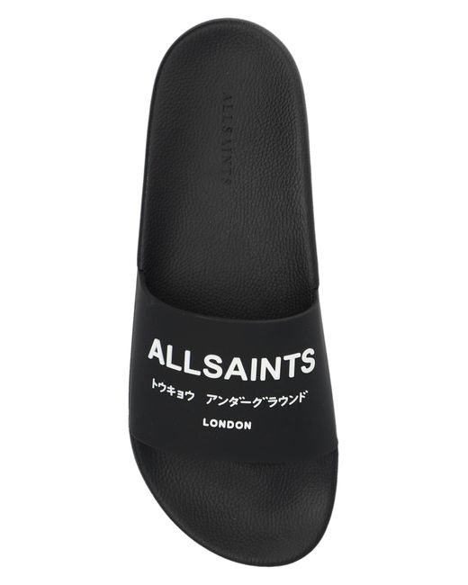 AllSaints Black Rubber Flip-Flops 'Underground' for men