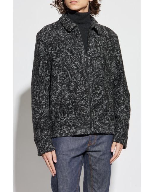 Etro Black Patterned Jacket With Collar for men