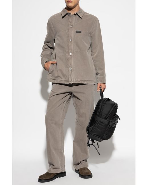 Ferragamo Gray Denim Shirt With Logo Patch for men