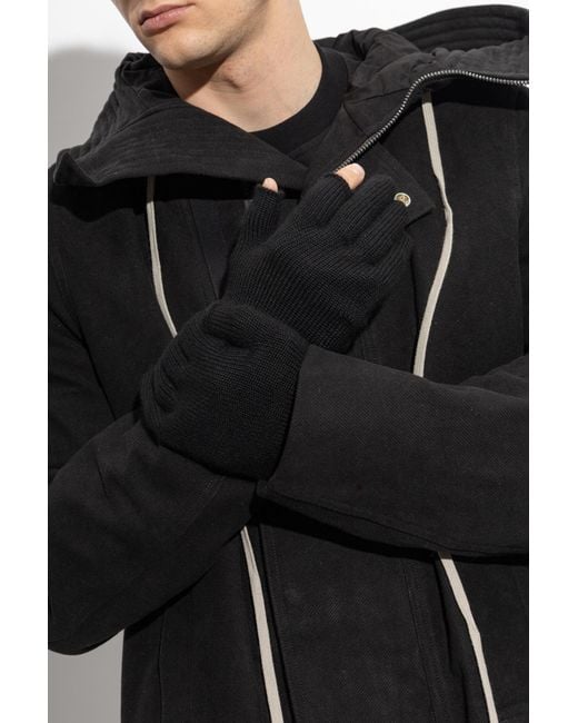 Rick Owens Black Cashmere Gloves for men