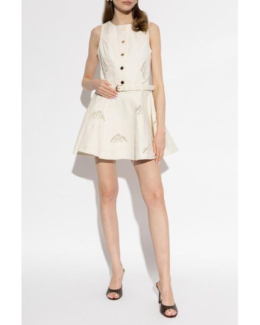 Self-Portrait White Denim Dress With Belt