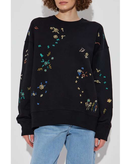 Paul Smith Black Sweatshirt With A Colorfully Embroidered Pattern