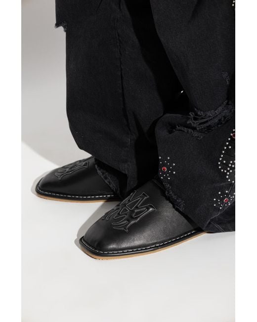 Amiri Black Leather Slides for men