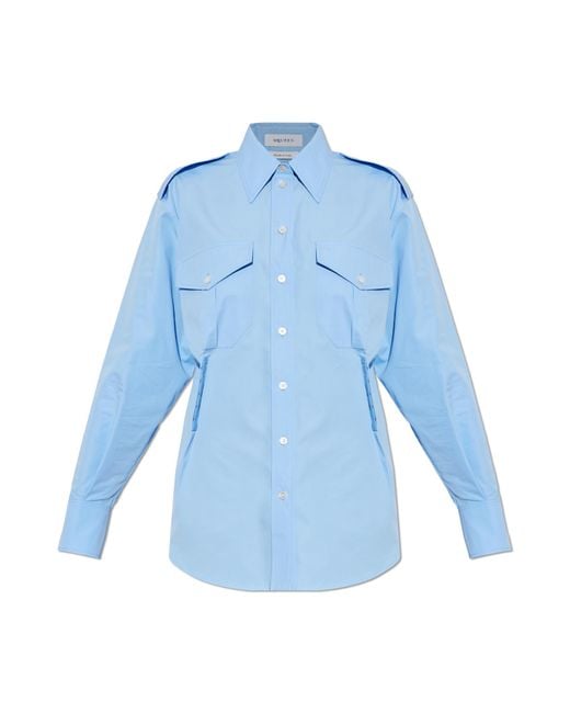 McQueen Blue Asymmetrical Cut Shirt