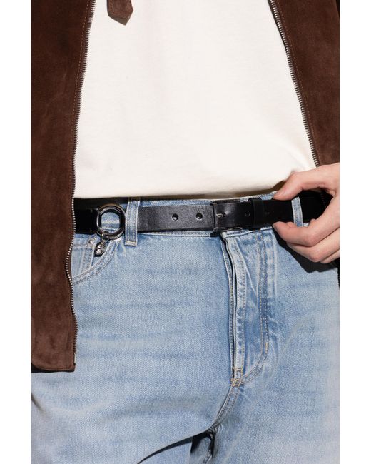 McQueen Black Leather Belt for men
