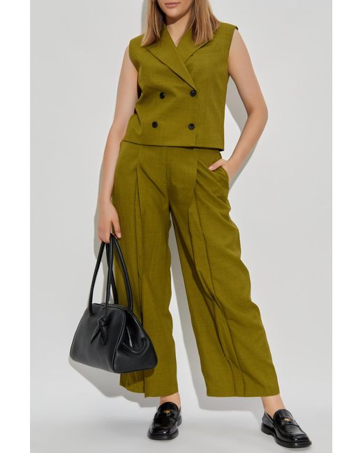 Theory Green Creased Trousers