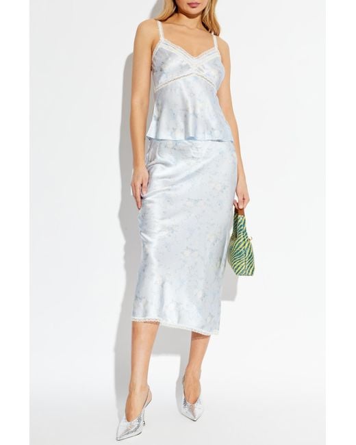 LoveShackFancy Blue Silk Top 'Lirena'