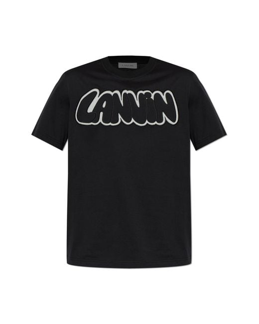 Lanvin Black T-Shirt With Logo for men