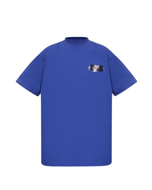 Balenciaga Blue T-shirt With Logo, for men