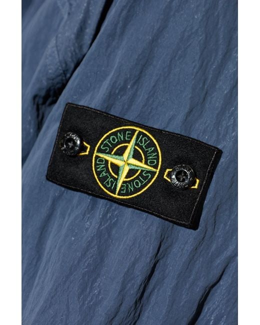 Stone Island Blue Jacket With Logo Patch for men