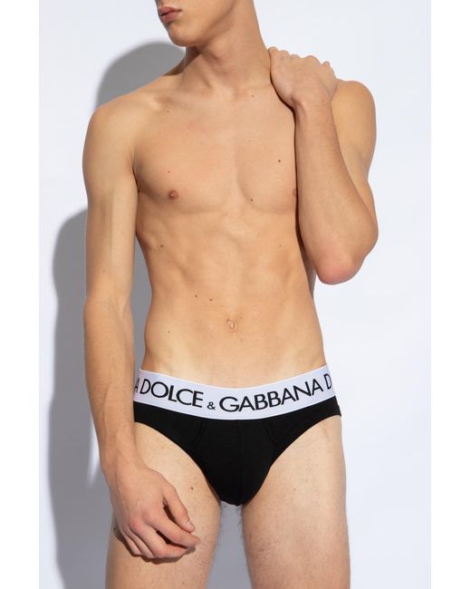 Dolce & Gabbana Black Briefs With Logo for men